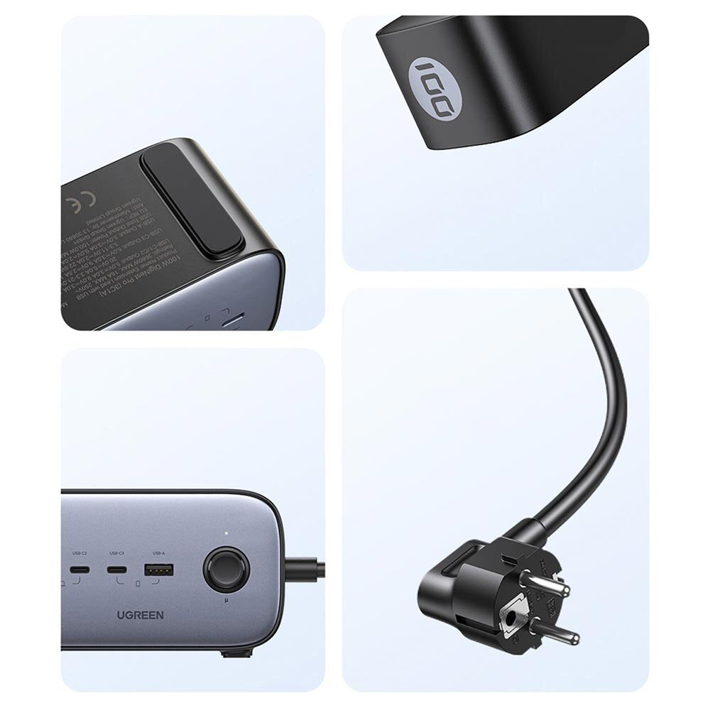 Predlžovačka UGREEN CD270, 2 x Schuko, Sivá