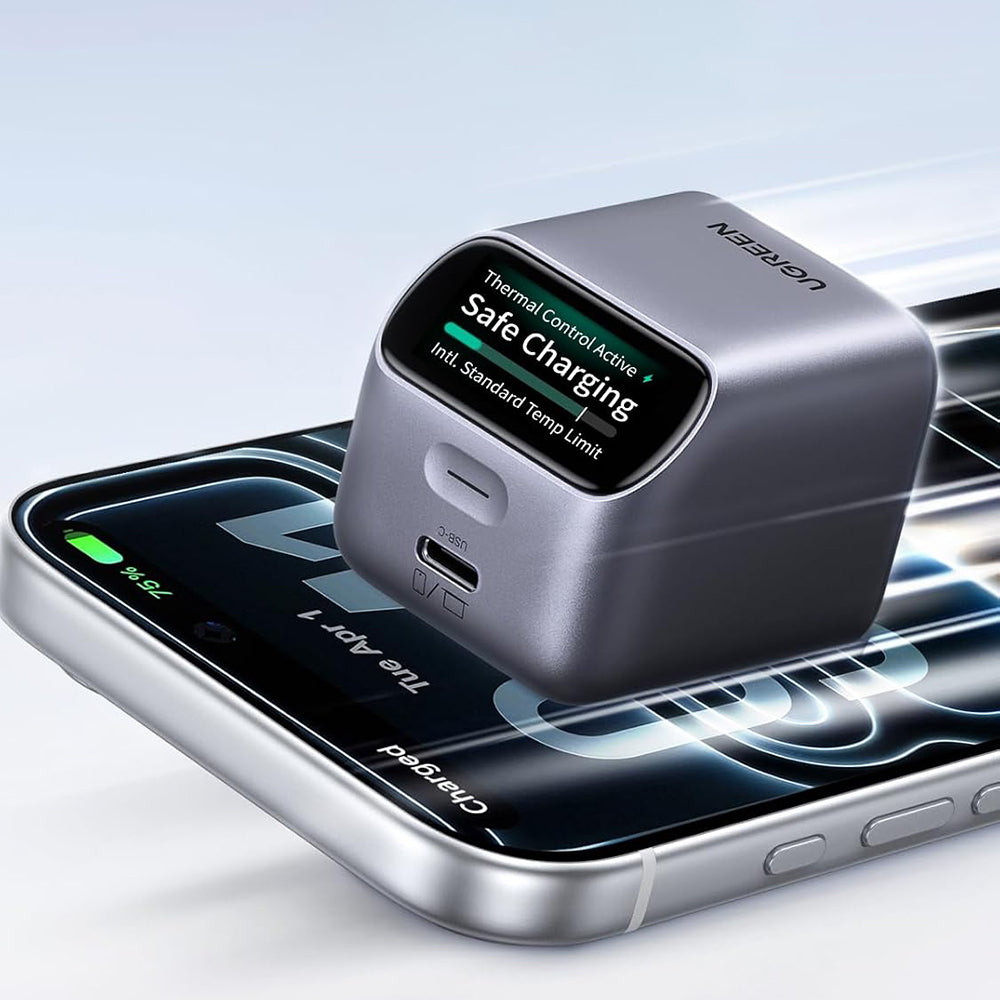 Sieťová nabíjačka UGREEN Nexode Pro X740 (25419B) s displejom, 45 W, 3 A, 1 × USB-C, sivá