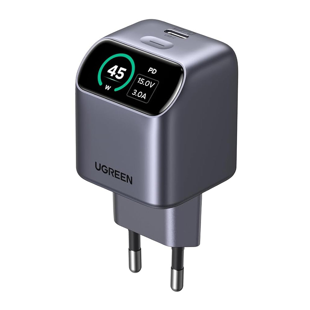 Sieťová nabíjačka UGREEN Nexode Pro X740 (25419B) s displejom, 45 W, 3 A, 1 × USB-C, sivá