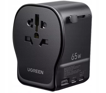 Sieťová nabíjačka UGREEN Travel S550 (55001), 65W, 3,25A, 1 x USB-A - 2 x USB-C, čierna