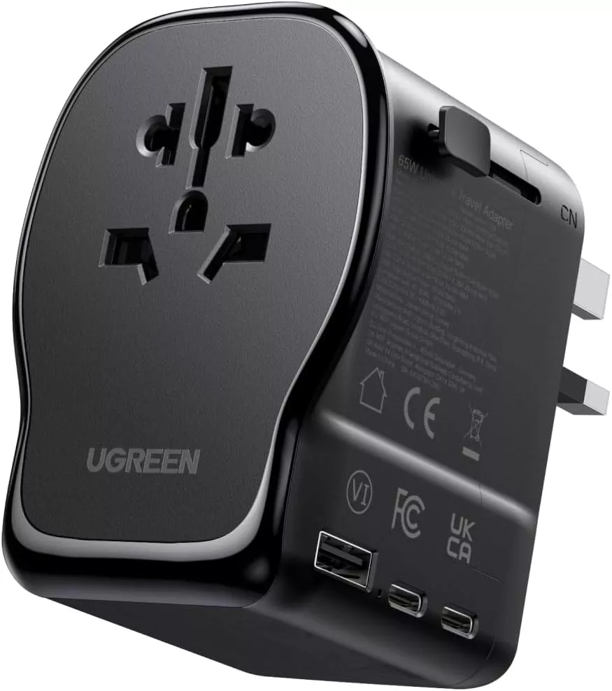 Sieťová nabíjačka UGREEN Travel S550 (55001), 65W, 3,25A, 1 x USB-A - 2 x USB-C, čierna