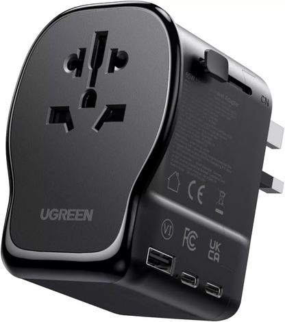 Sieťová nabíjačka UGREEN Travel S550 (55001), 65W, 3,25A, 1 x USB-A - 2 x USB-C, čierna