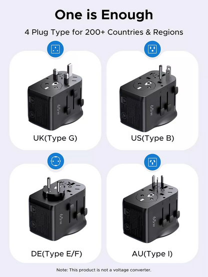 Sieťová nabíjačka UGREEN Travel S550 (55001), 65W, 3,25A, 1 x USB-A - 2 x USB-C, čierna
