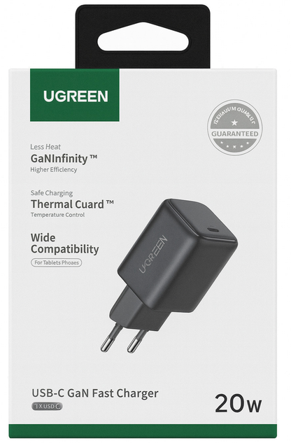 Sieťová nabíjačka UGREEN X517, 25W, 3A, 1 x USB-C, Čierna