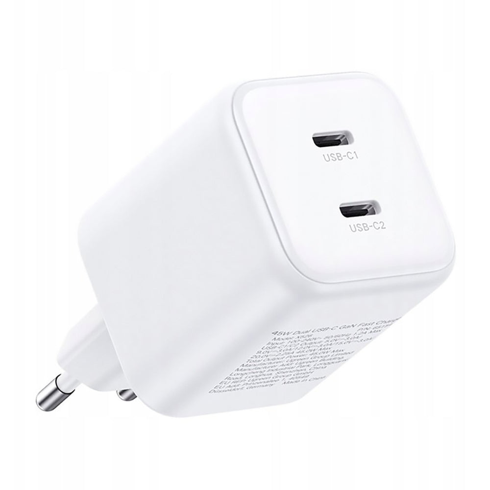 Sieťová nabíjačka UGREEN X526 (65154), 45W, 3A, 2 x USB-C, biela