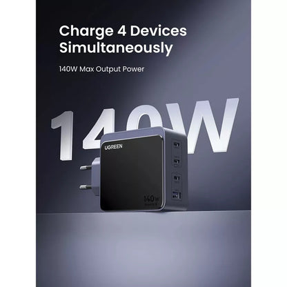 Sieťová nabíjačka UGREEN X570 Nexode S, 140W, 5A, 1 x USB-A - 3 x USB-C, Sivá