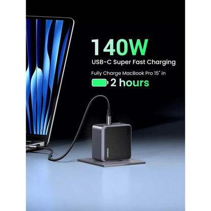 Sieťová nabíjačka UGREEN X570 Nexode S, 140W, 5A, 1 x USB-A - 3 x USB-C, Sivá