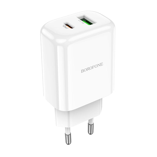 Sieťová nabíjačka Borofone BBN4 Potential, 20W, 3A, 1 x USB-A - 1 x USB-C, Biela