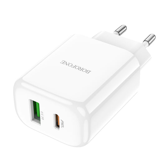 Sieťová nabíjačka Borofone BBN4 Potential, 20W, 3A, 1 x USB-A - 1 x USB-C, Biela