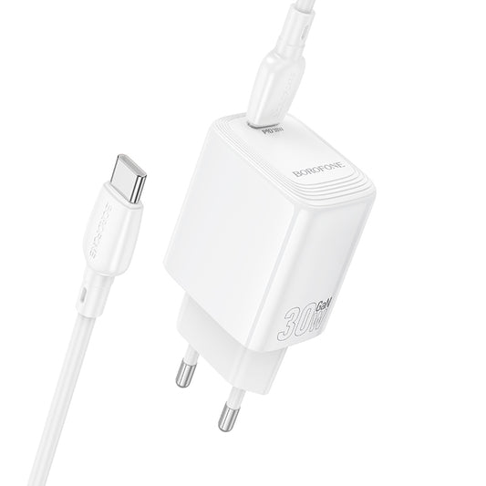 Sieťová nabíjačka s káblom USB-C Borofone BN28 Fuente, 30W, 3A, 1 x USB-C, Biela