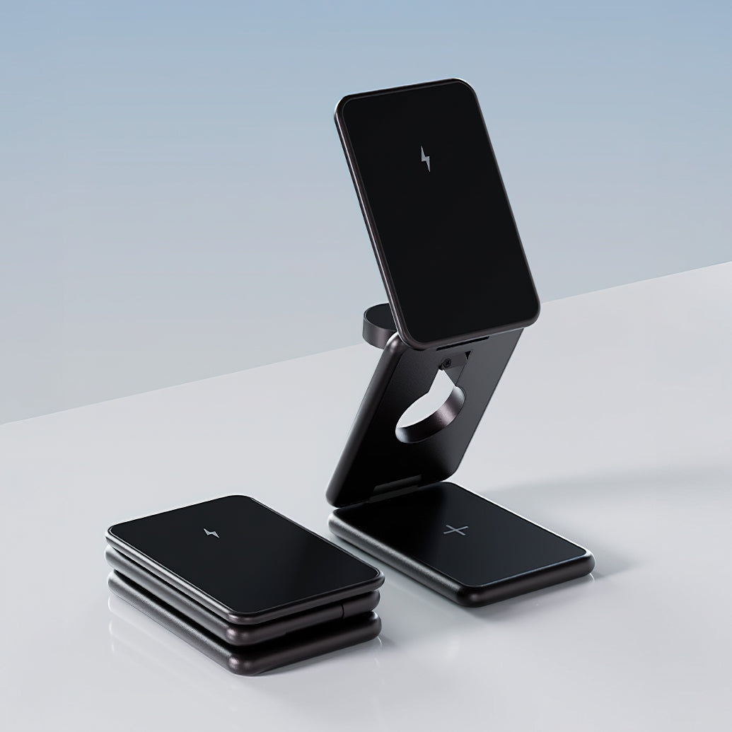 Bezdrôtová nabíjačka Allity. AWC-230-22WMS 3v1, 22.5W, 1.67A, Sivá