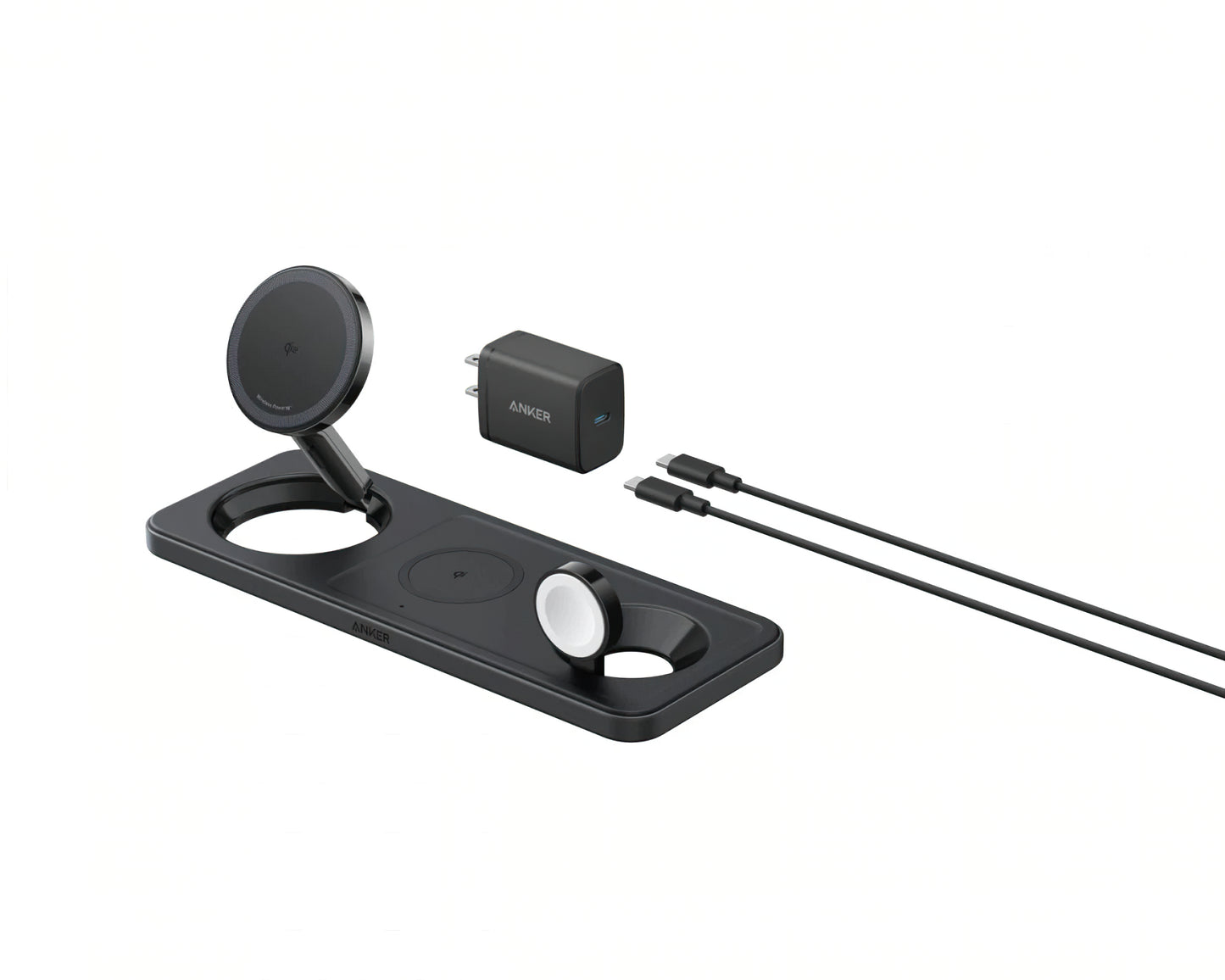 Bezdrôtová sieťová nabíjačka Anker MagGo 3in1, 15W, 1.67A, Čierna B25M1311