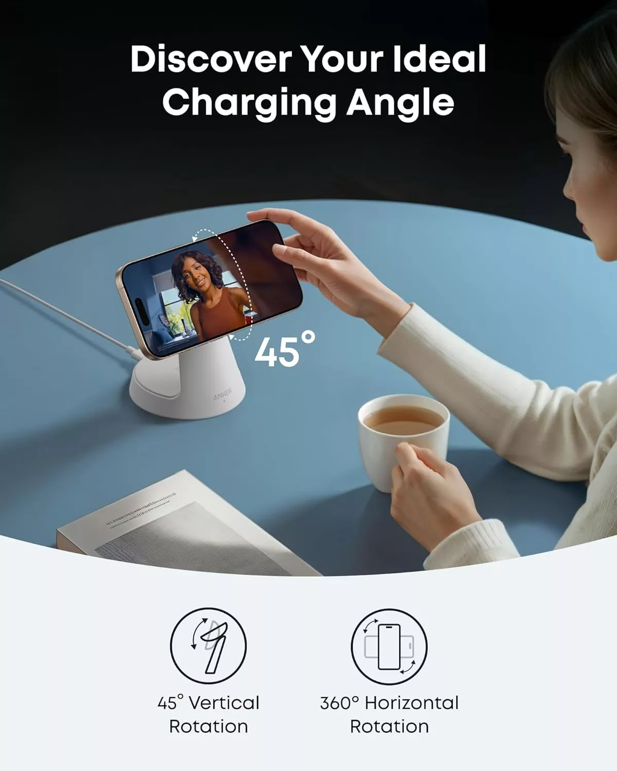 Anker MagGo 3in1 Wireless Network Charger, 15W, 1.67A, White B25M4G21