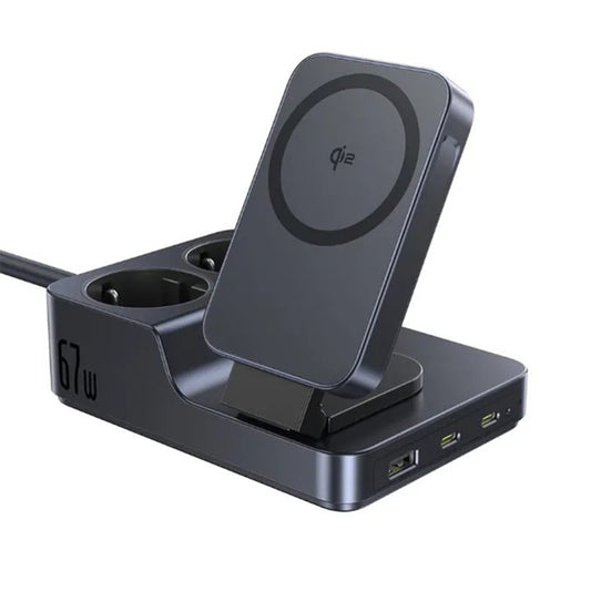 Nabíjačka Stanica Baseus Nomos ND11 QI 6in1, 67W, 3.35A, 1 x USB-A - 2 x USB-C - 2 x Schuko, Čierna P80015804213-00