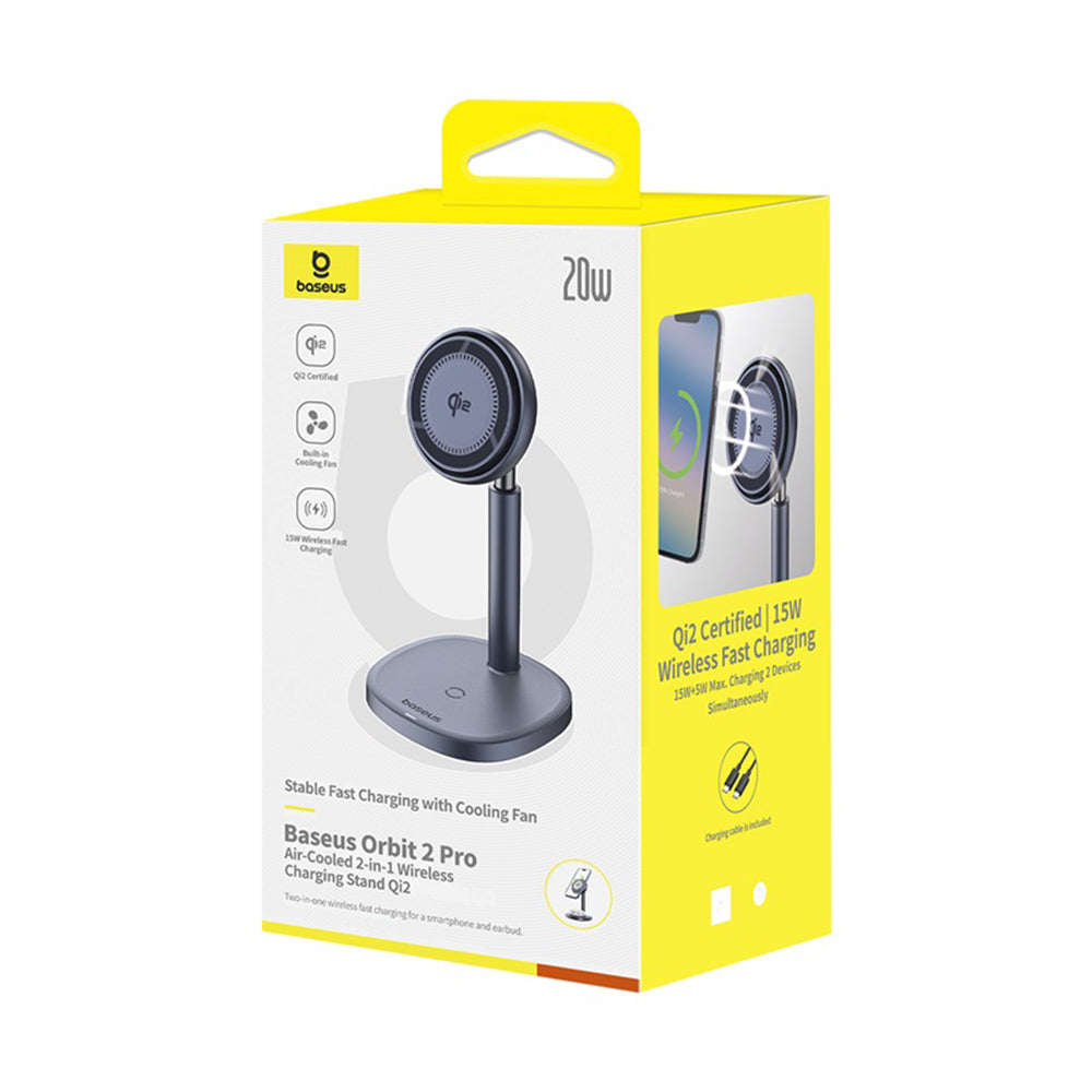 Bezdrôtová nabíjačka Baseus Orbit 2 Pro 2v1, 20W, 1.67A, Sivá P10273500813-00