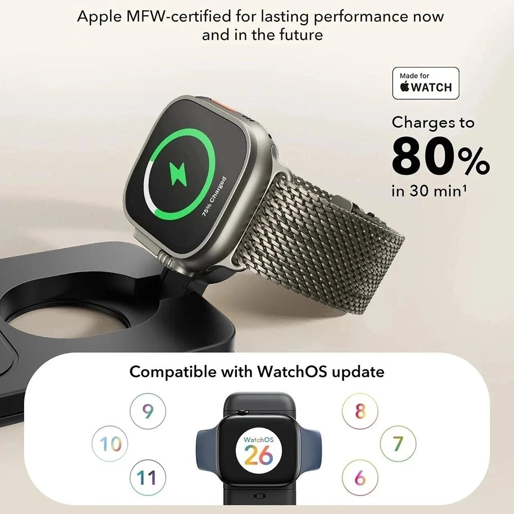 Bezdrôtová nabíjacia stanica ESR CryoBoost 3v1, 25W, Čierna