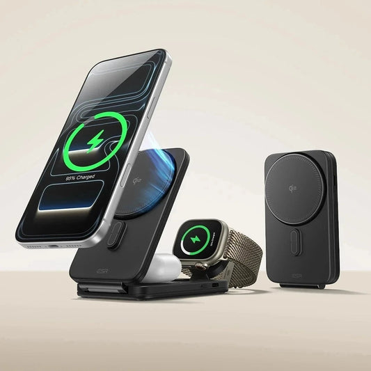 Bezdrôtová nabíjacia stanica ESR CryoBoost 3v1, 25W, Čierna