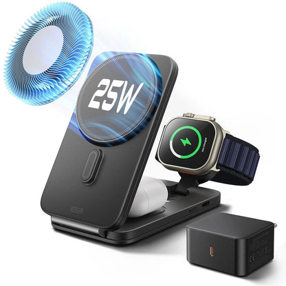 Bezdrôtová nabíjacia stanica ESR CryoBoost 3v1, 25W, Čierna