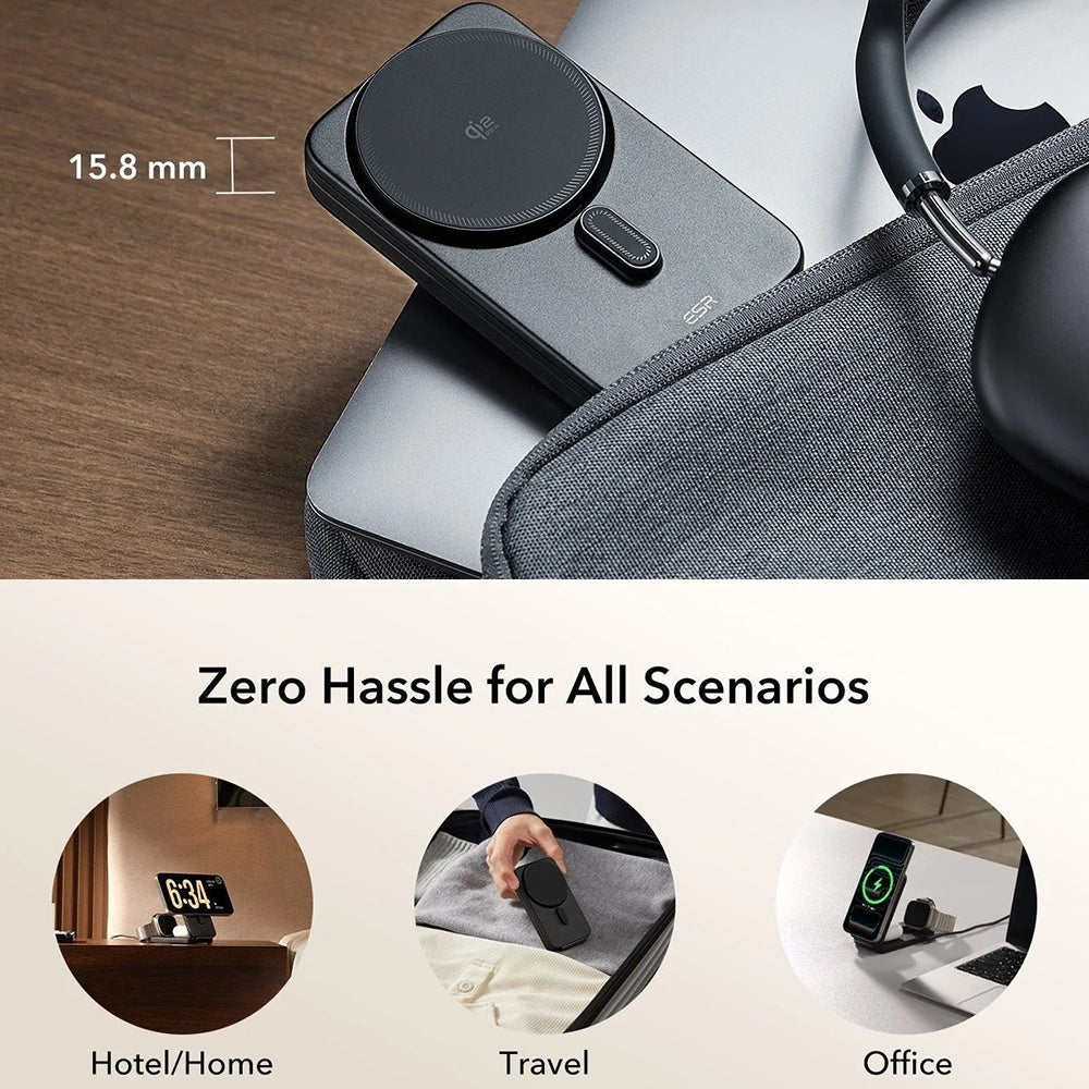 Bezdrôtová nabíjacia stanica ESR CryoBoost 3v1, 25W, Čierna