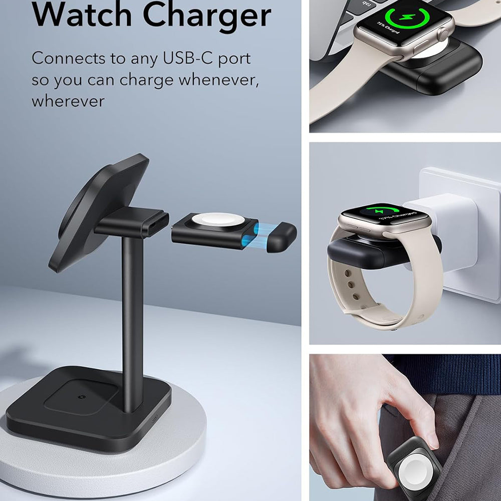 Bezdrôtová nabíjacia stanica ESR HaloLock 3v1, 15W, 1.67A, čierna