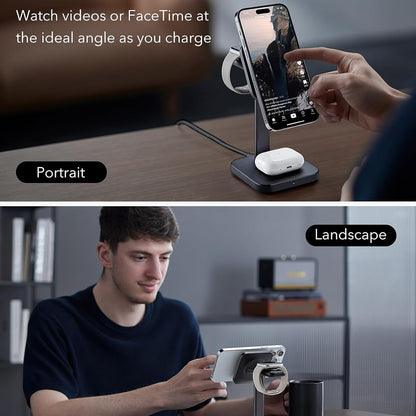 Bezdrôtová nabíjacia stanica ESR HaloLock 3v1, 15W, 1.67A, čierna