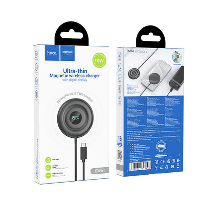 Bezdrôtová sieťová nabíjačka HOCO CW61, 15W, 1.67A, Čierna