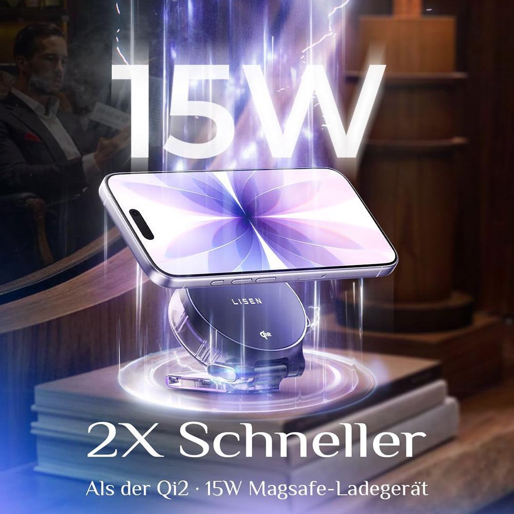 Bezdrôtová sieťová nabíjačka Lisen W103 3v1, 7.5W, 1.1A, Čierna YL0324090008