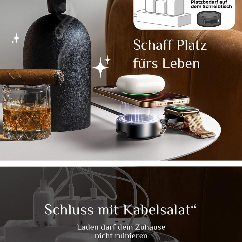 Bezdrôtová sieťová nabíjačka Lisen W103 3v1, 7.5W, 1.1A, Čierna YL0324090008