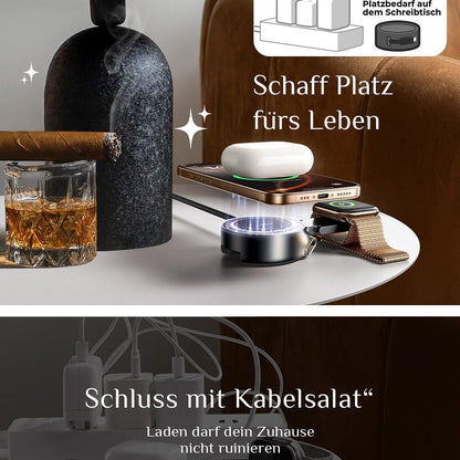 Bezdrôtová sieťová nabíjačka Lisen W103 3v1, 7.5W, 1.1A, Čierna YL0324090008