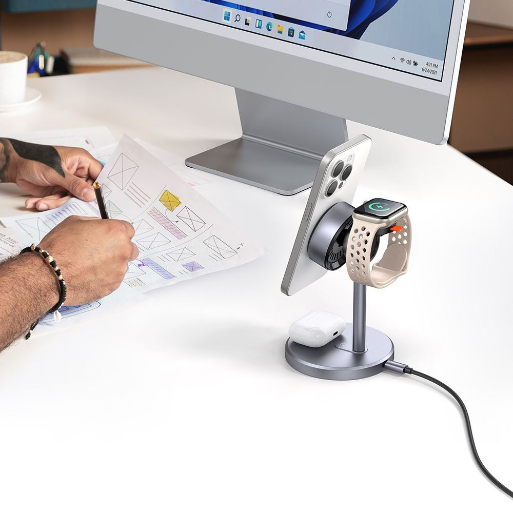 Bezdrôtová nabíjacia stanica McDodo CH-2462 Swan 3v1, 22.5W, 1.67A, čierna