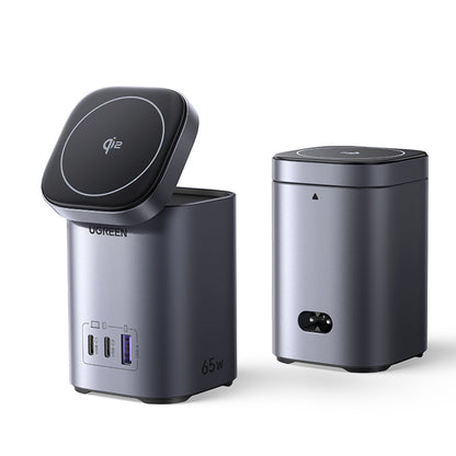 Bezdrôtová sieťová nabíjačka UGREEN X555 4v1, 65W, 3.25A, 1 x USB-A - 2 x USB-C, Sivá