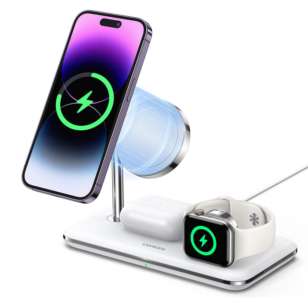 Bezdrôtová nabíjačka UGREEN CD278 3v1, 25W, 1.67A, Biela