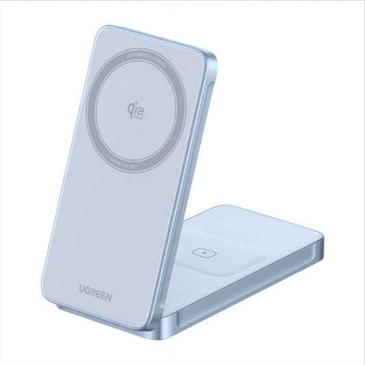 Bezdrôtová nabíjačka UGREEN MagFlow 2in1, 25W, Modrá