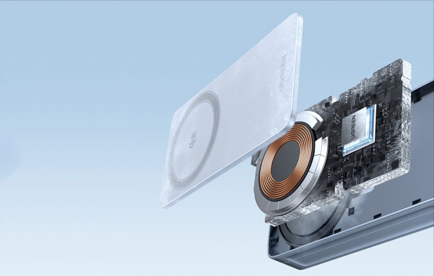 Bezdrôtová nabíjačka UGREEN MagFlow 2in1, 25W, Modrá