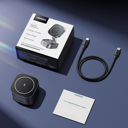 Bezdrôtová sieťová nabíjačka UGREEN W526 3v1, 20W, 1.67A, 1 x USB-C, Čierna