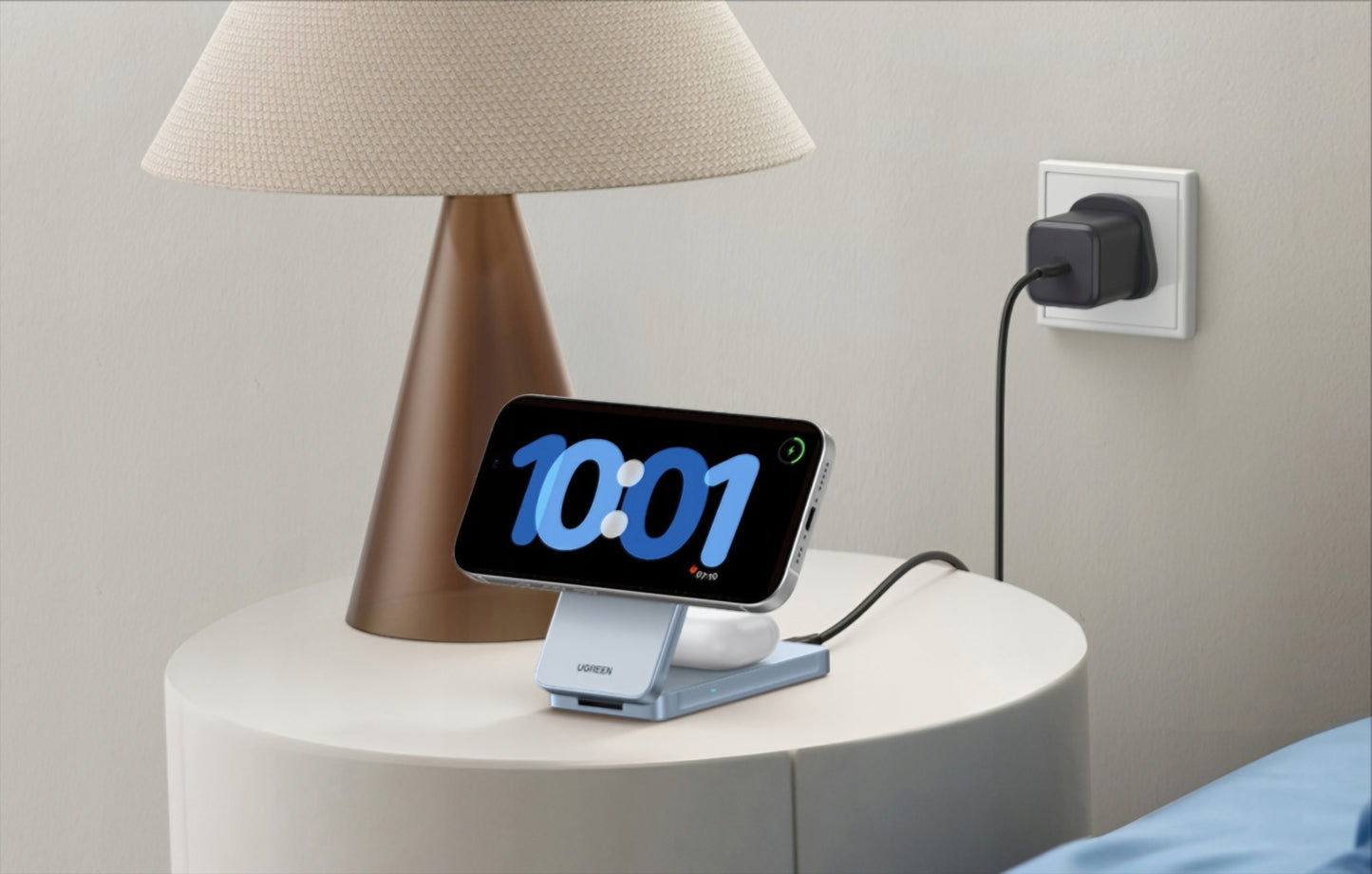 Bezdrôtová nabíjačka UGREEN MagFlow 2in1, 25W, Modrá