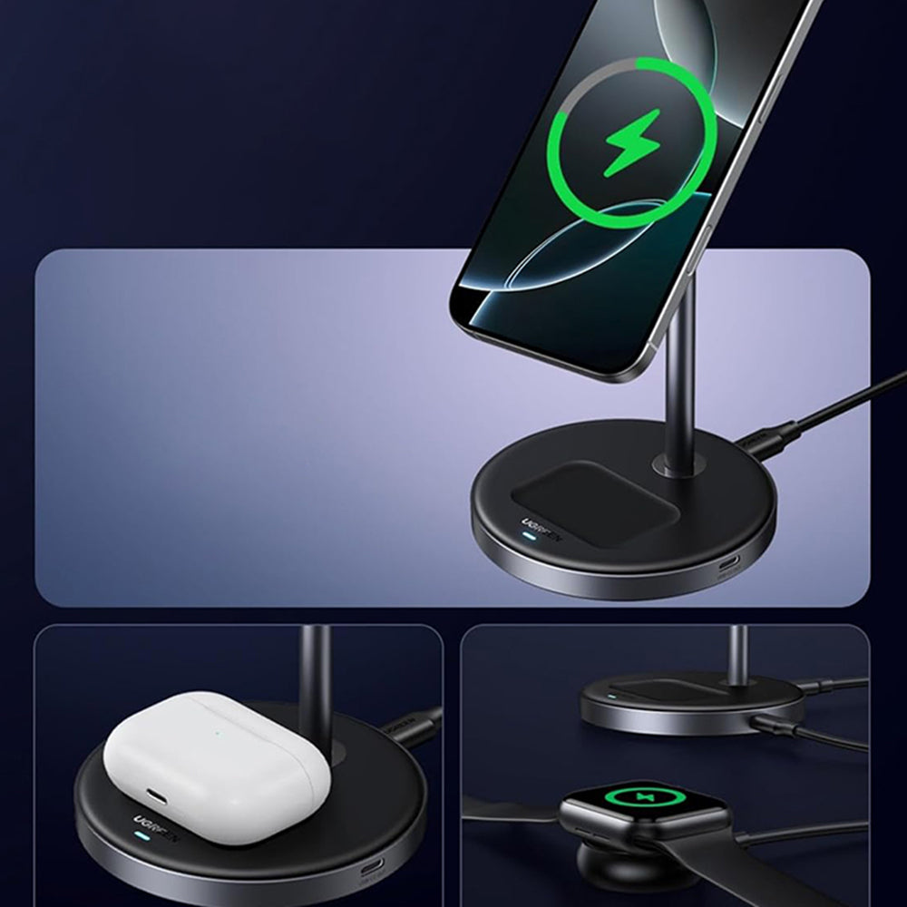 Bezdrôtová sieťová nabíjačka UGREEN W710 3v1, 20W, 1.67A, 1 x USB-C, Čierna