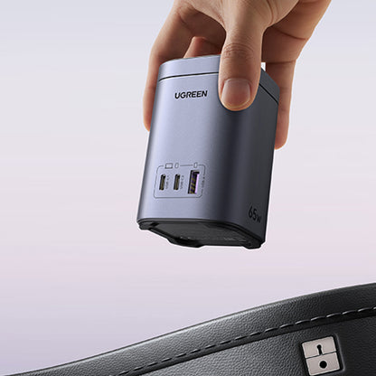Bezdrôtová sieťová nabíjačka UGREEN X555 4v1, 65W, 3.25A, 1 x USB-A - 2 x USB-C, Sivá