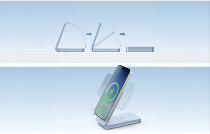 Bezdrôtová nabíjačka UGREEN MagFlow 2in1, 25W, Modrá