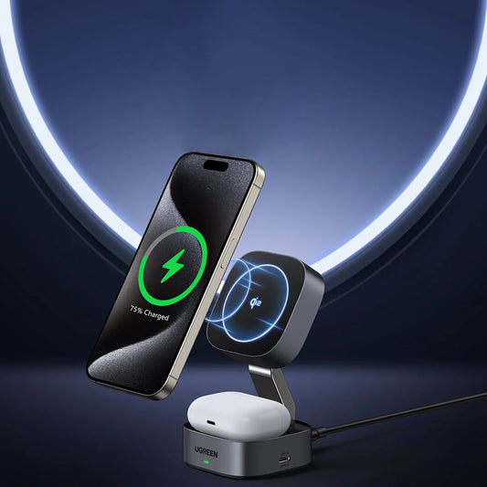 Bezdrôtová sieťová nabíjačka UGREEN W702 3v1, 20W, 1.67A, 1 x USB-C, Čierna