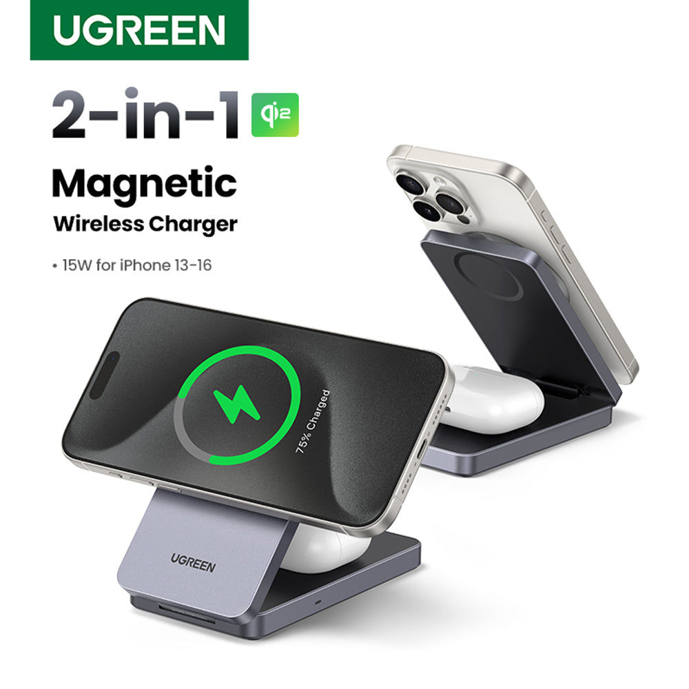 Bezdrôtová sieťová nabíjačka UGREEN W706 2v1, 20W, 1.67A, Čierna