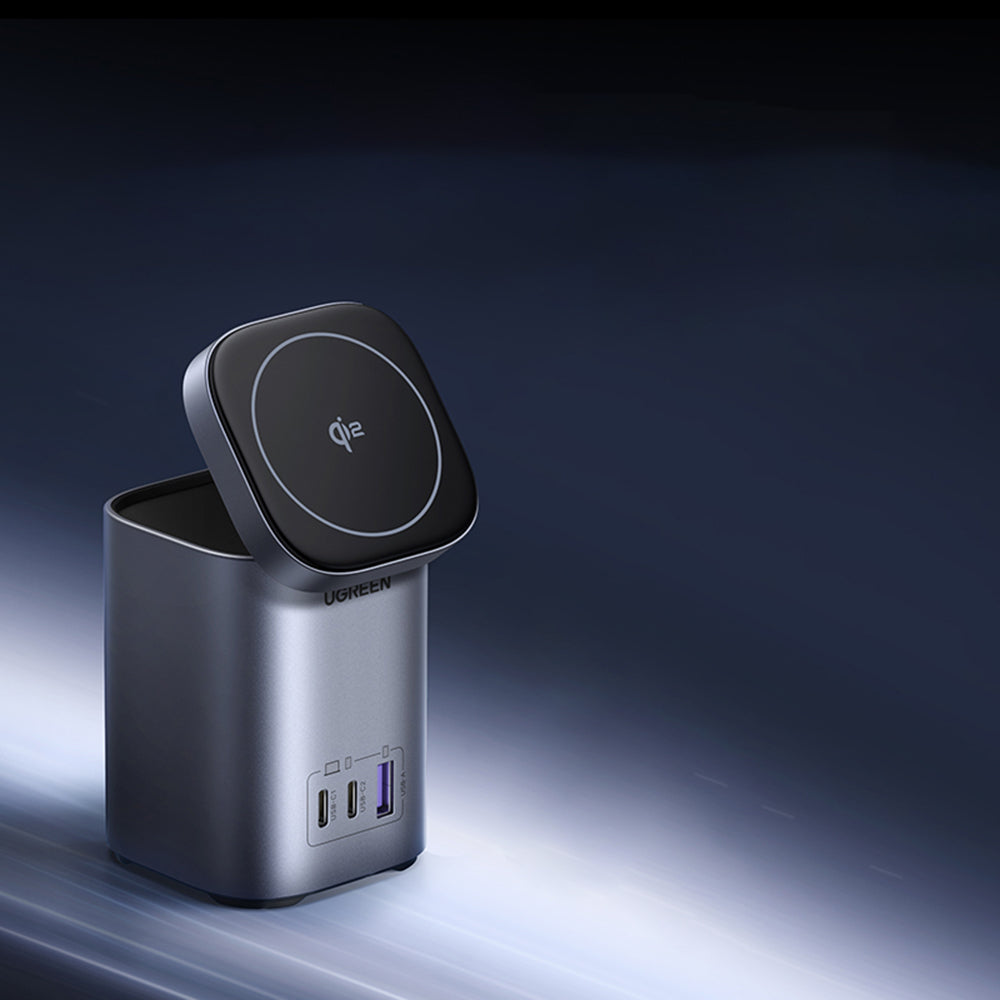 Bezdrôtová sieťová nabíjačka UGREEN X555 4v1, 65W, 3.25A, 1 x USB-A - 2 x USB-C, Sivá