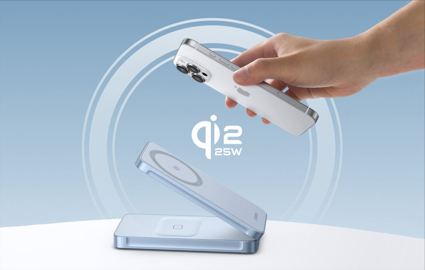 Bezdrôtová nabíjačka UGREEN MagFlow 2in1, 25W, Modrá