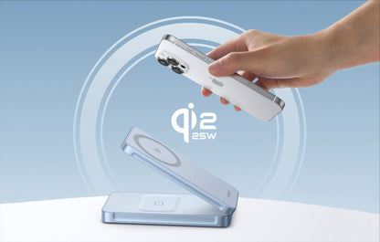 Bezdrôtová nabíjačka UGREEN MagFlow 2in1, 25W, Modrá
