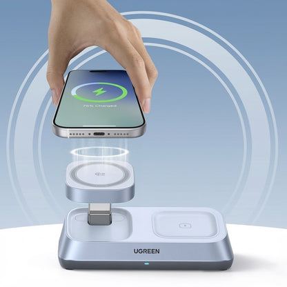 Bezdrôtová nabíjačka UGREEN W711 3v1, 25W, 1.67A, Modrá