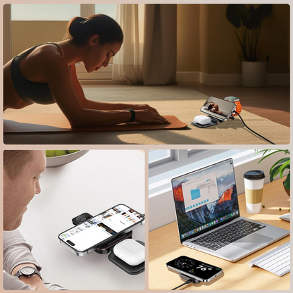 Bezdrôtová nabíjačka XO Design CX035 3v1, 15W, 1.67A, Čierna