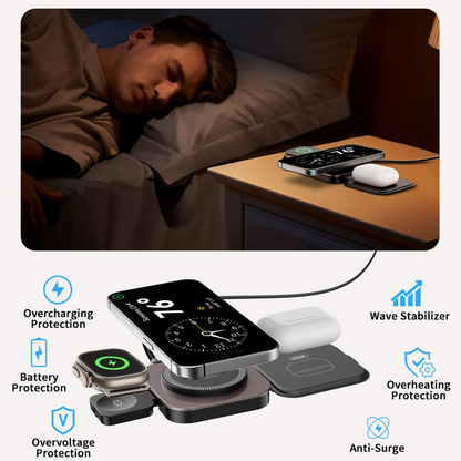 Bezdrôtová nabíjačka XO Design CX035 3v1, 15W, 1.67A, Čierna