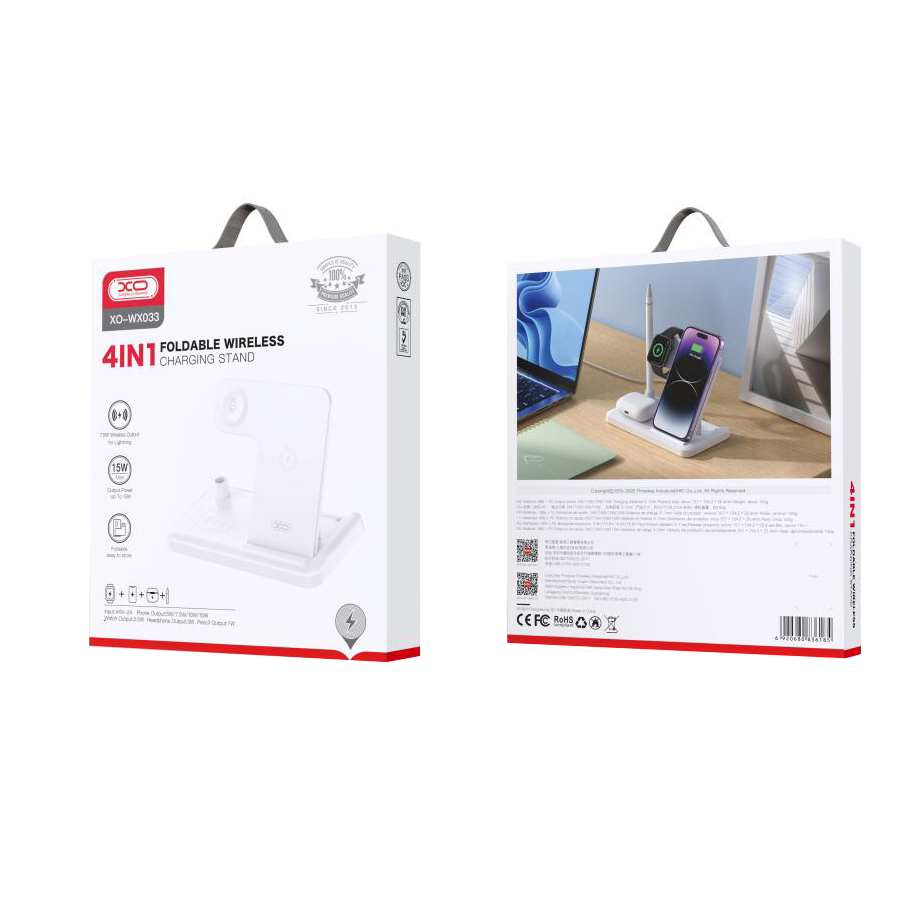 Bezdrôtová nabíjačka XO Design WX033 4v1, 15W, 1.67A, Biela