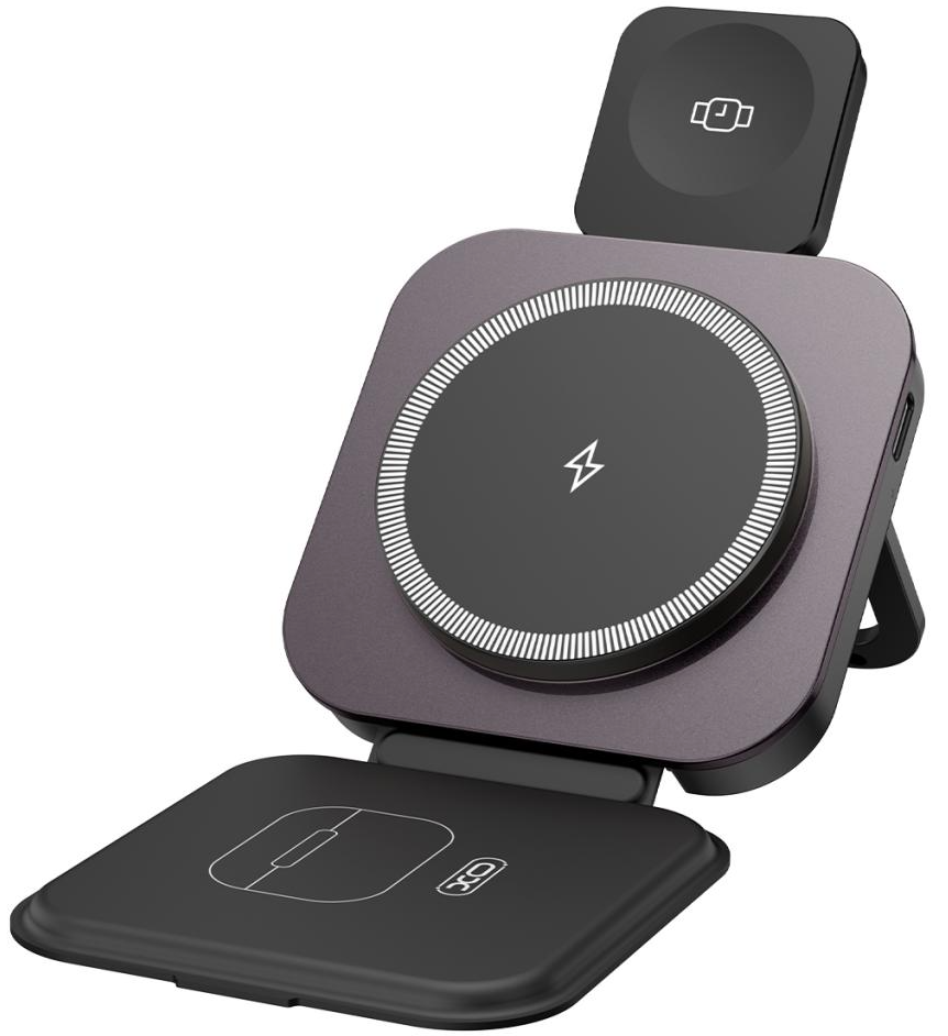 Bezdrôtová sieťová nabíjačka XO Design CX035 3v1, 15W, 1,67A, čierna, znovu zabalená
