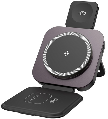 Bezdrôtová sieťová nabíjačka XO Design CX035 3v1, 15W, 1,67A, čierna, znovu zabalená